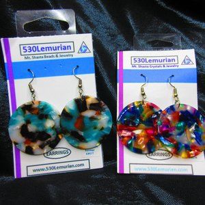 Fashion Acrylic Earrings Set of 2 Different Pairs Lot